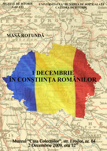 Afisul mesei rotunde "1 decembrie &icirc;n conştiinţa rom&acirc;nilor"